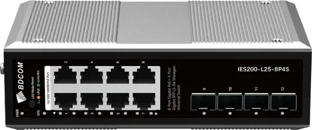 8 Port managed L3-lite Industrial PoE Switch